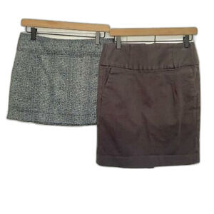 TWO Business Professional Skirts Grey Size 6 & 8 pencil Express Banana